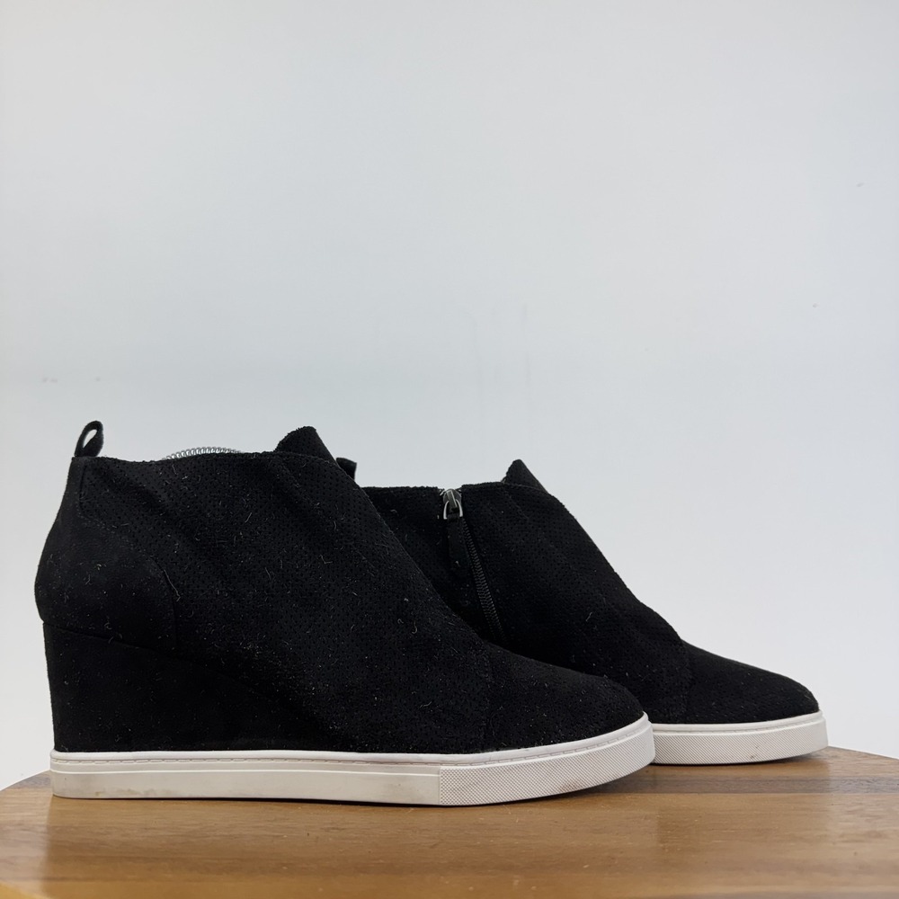 New Womens Linea Paolo Felicia Black Leather Hidden Wedges Sneaker Boots Size 12